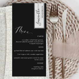 Elegante Custom mit Gast Name Black and White Menükarte