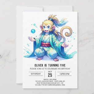 Elegante Custom Monkey Birthday Einladung