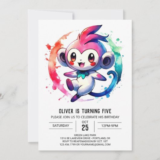 Elegante Custom Monkey Birthday Einladung (Vorderseite)