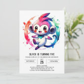 Elegante Custom Monkey Birthday Einladung (Stehend Vorderseite)