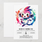 Elegante Custom Monkey Birthday Einladung (Vorne/Hinten)