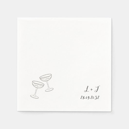 Elegante Custom Monogram Wine Glass Wedding Serviette (Vorderseite)