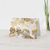 Elegante Custom Monstera Leaf Wedding Dankeskarte (Rückseite)