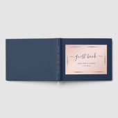 Elegante Custom Navy Blue Blush and Gold Wedding Gästebuch (Voll)