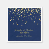 Elegante Custom NAVY BLUE Gold Confetti Wedding Serviette (Vorderseite)
