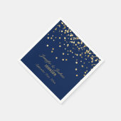 Elegante Custom NAVY BLUE Gold Confetti Wedding Serviette (Ecke)