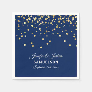 Elegante Custom NAVY BLUE Gold Confetti Wedding Serviette