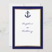 Elegante Custom Navy Blue Nautical Wedding Einladu Einladung (Rückseite)
