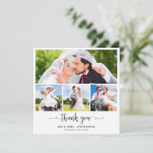 Elegante Custom Newlyweds 4 Foto Collage Wedding Dankeskarte (Stehend Vorderseite)