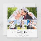 Elegante Custom Newlyweds 4 Foto Collage Wedding Dankeskarte (Vorderseite)