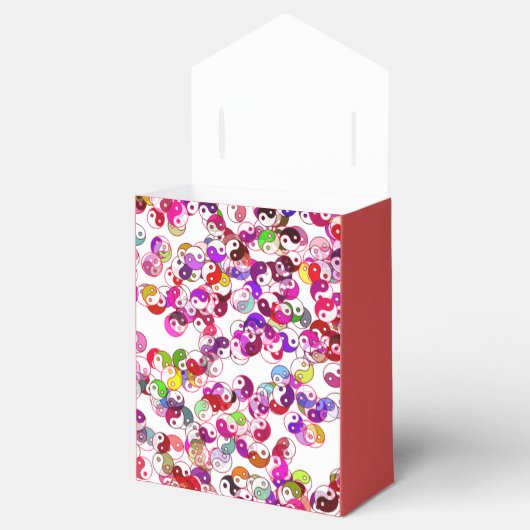 Elegante Custom Peach Monogram Gold Yin Yang Geschenkschachtel (Geöffnet)