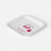 Elegante Custom Rote Rose Floral 60 Jahre Jubiläum Pappteller (Gewinkelt)