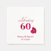 Elegante Custom Rote Rose Floral 60 Jahre Jubiläum Serviette (Vorderseite)