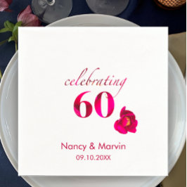 Elegante Custom Rote Rose Floral 60 Jahre Jubiläum Serviette