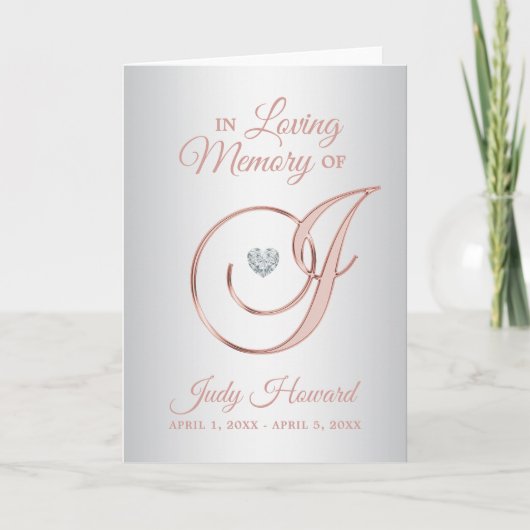 Elegante Custom Silver Gray Rose Gold Beerdigung Dankeskarte (Vorderseite)