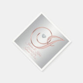 Elegante Custom Silver Gray Rose Gold Wedding Napk Serviette (Ecke)
