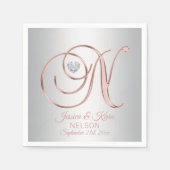 Elegante Custom Silver Gray Rose Gold Wedding Serviette (Vorderseite)