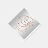 Elegante Custom Silver Gray Rose Gold Wedding Serviette (Ecke)