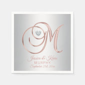 Elegante Custom Silver Gray Rose Gold Wedding Serviette (Vorderseite)