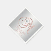 Elegante Custom Silver Gray Rose Gold Wedding Serviette (Ecke)