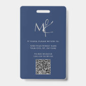 Elegante Custom Silver Navy Blue Mitarbeiter Ausweis (Rückseite)