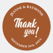 Elegante Custom Terracotta Danke Gastgeschenk Hoch Runder Aufkleber (Vorderseite)
