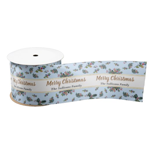 Elegante Custom Watercolor Weihnachten Satinband (Spule)