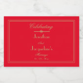 Elegante Custom Wedding Chic Red Gold Mini Schaumweinetikett (Einzelnes Label)