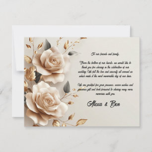 Elegante Custom Wedding Dankeschön Card mit Blume Mitteilungskarte
