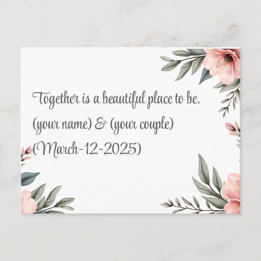 Elegante Custom Wedding Einladung | Minimalistisch (Vorderseite)