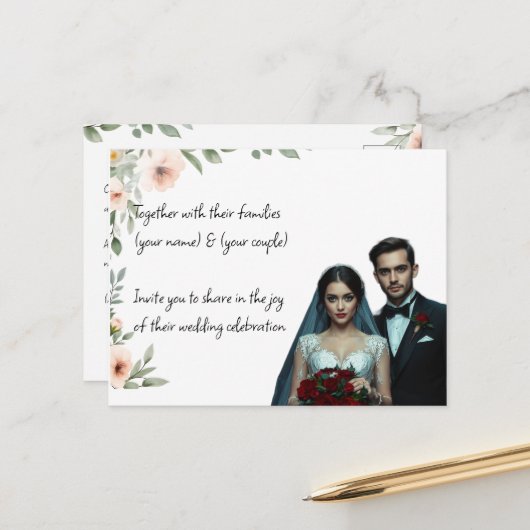 Elegante Custom Wedding Einladung Personalisiert Postkarte (Vorderseite/Rückseite Beispiel)