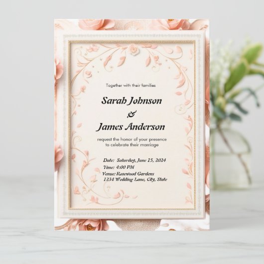Elegante Custom Wedding Invitation Card (Stehend Vorderseite)