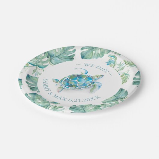 Elegante Custom Wedding Paper Teller Tropical (Schrägansicht)