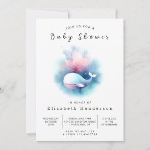Elegante Custom Whale Baby Shower Einladung