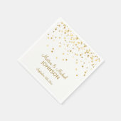 Elegante Custom White Gold Confetti Wedding Serviette (Ecke)