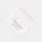 Elegante Custom White Lila Gold Confetti Wedding Serviette (Ecke)