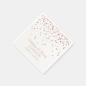 Elegante Custom White Rose Gold Confetti Wedding Serviette (Ecke)