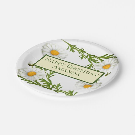 Elegante Cut Daisies Pappteller (Schrägansicht)