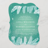 Elegante Cyan Winter Wedding Einladung (Vorne/Hinten)