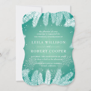 Elegante Cyan Winter Wedding Einladung