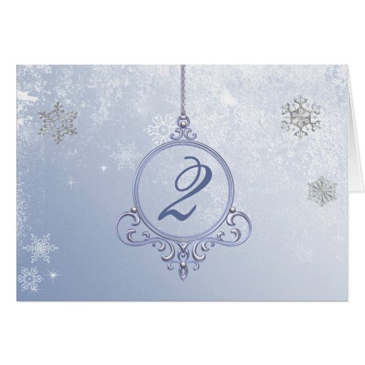 Elegante Cyrstal blaue Empfangs-Tischnummer (Vorderseite (Horizontal))