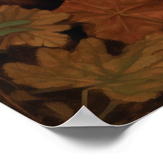 Elegante Dackel mit Herbstblättern | Blumenbeet Poster (Ecke)