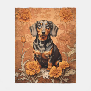 Elegante Dackel und Marigolds Fleecedecke