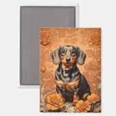 Elegante Dackel und Marigolds Magnet (Vorderseite/Rückseite)