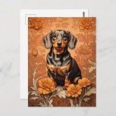 Elegante Dackel und Marigolds Postkarte (Vorne/Hinten)