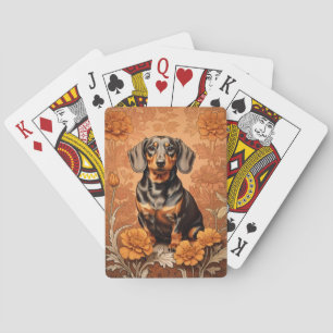 Elegante Dackel und Marigolds Spielkarten