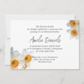 Elegante Daffodil Funeral Announcement Card Einladung (Vorderseite)