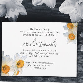 Elegante Daffodil Funeral Announcement Card Einladung