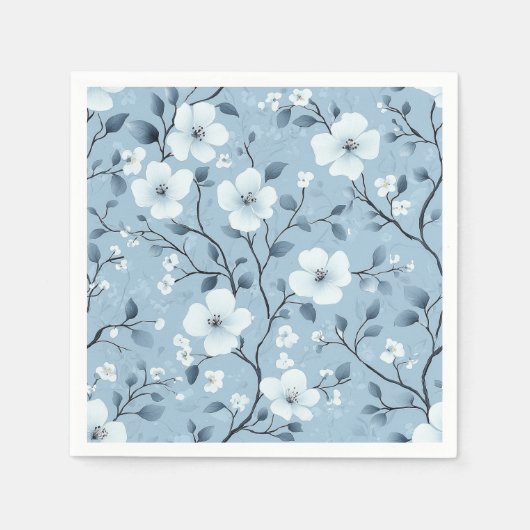 Elegante dainty-Blüten im blauen Hintergrund Serviette (Vorderseite)