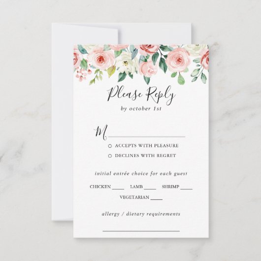 Elegante Dainty Floral Wedding Menü UAWG RSVP Karte (Vorderseite)